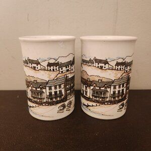 Rare - Set of 2 Dunoon Ceramic Coffee Mugs with Countryside Scenes.  NEW
